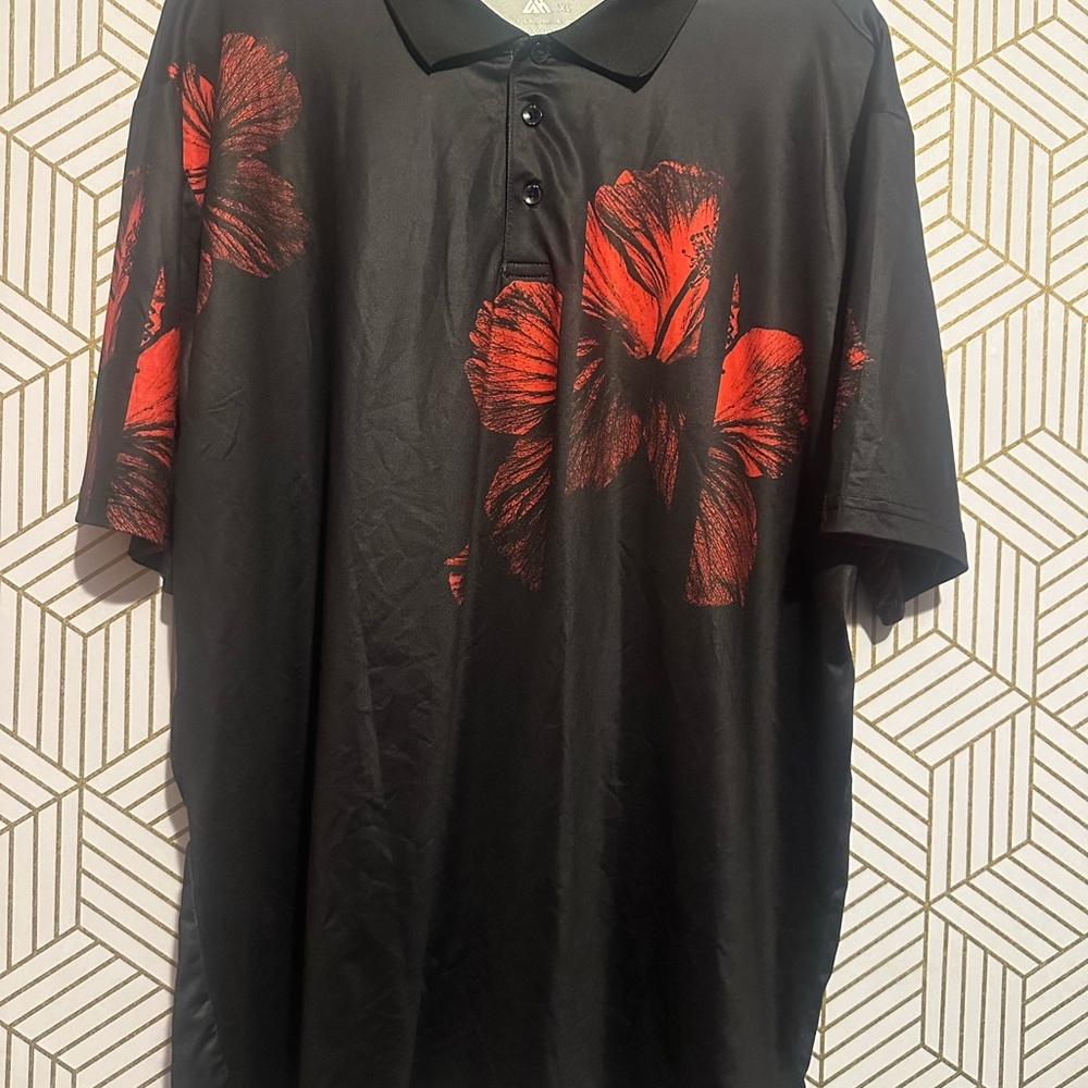 Black and Red Floral Men's Shirt, New